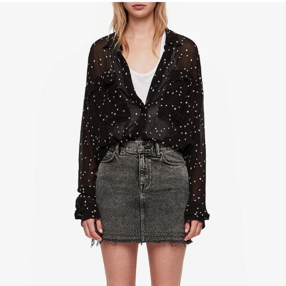 All Saints Amari Star Shirt - Sheer Button Down